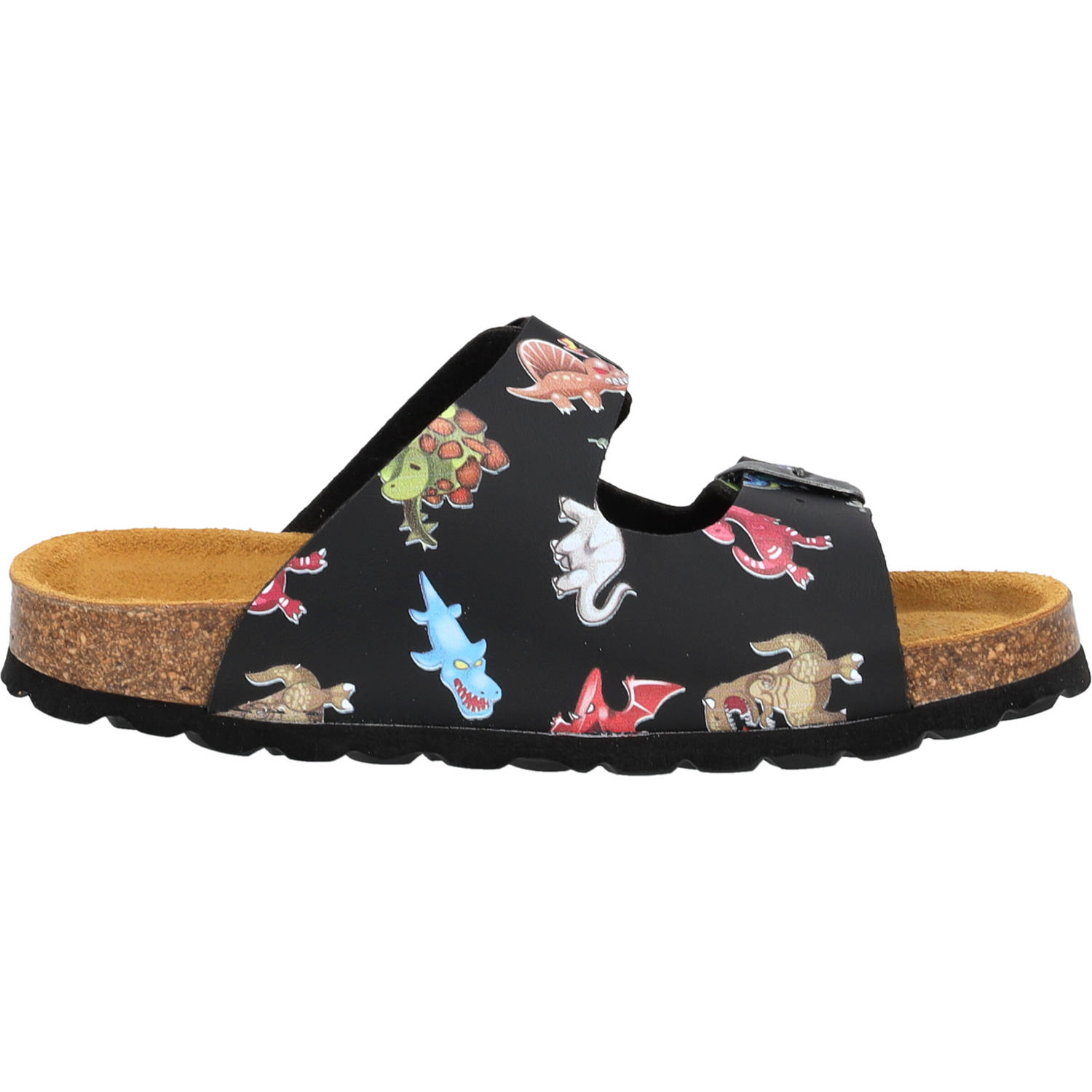 Palado Kids Korfu B Print, Pantoletten, Kinder, Schwarz Dinos