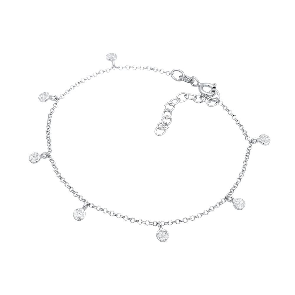 Elli Elli Bracelet Femmes plaquette pendentif Rond texturé en argent sterling 925 Bracelet