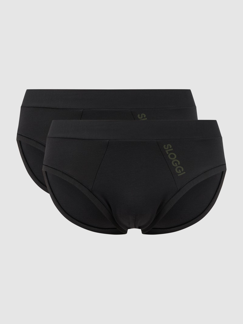 Slip mit Stretch-Anteil im 2er-Pack in schwarz