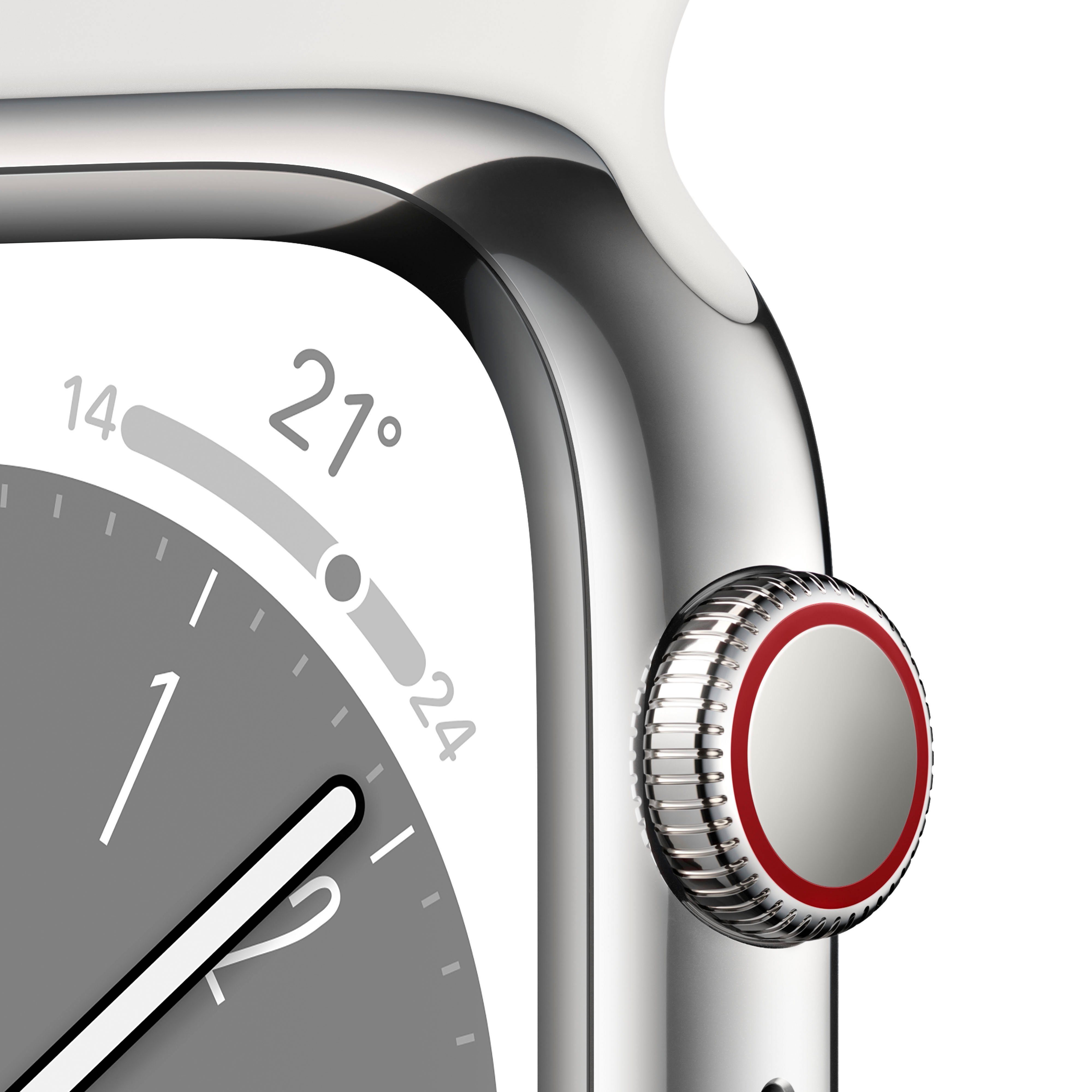 Apple Watch Series 8 GPS + Cellular 45mm Edelstahl Sportarmband Watch