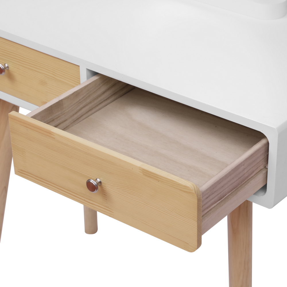 Happy Home Happy Home Schminktisch mit Spiegel, 2 Schubladen und Hocker HDT01-WEI weiß