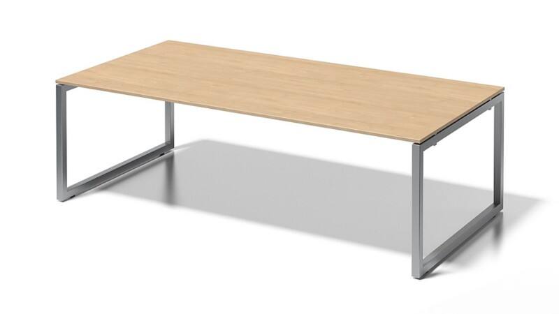 Cito Chefarbeitsplatz/Konferenztisch, 740 mm höhenfixes O-Gestell, H 19 x B 2400 x T 1200 mm, Dekor ahorn, Gestell silber