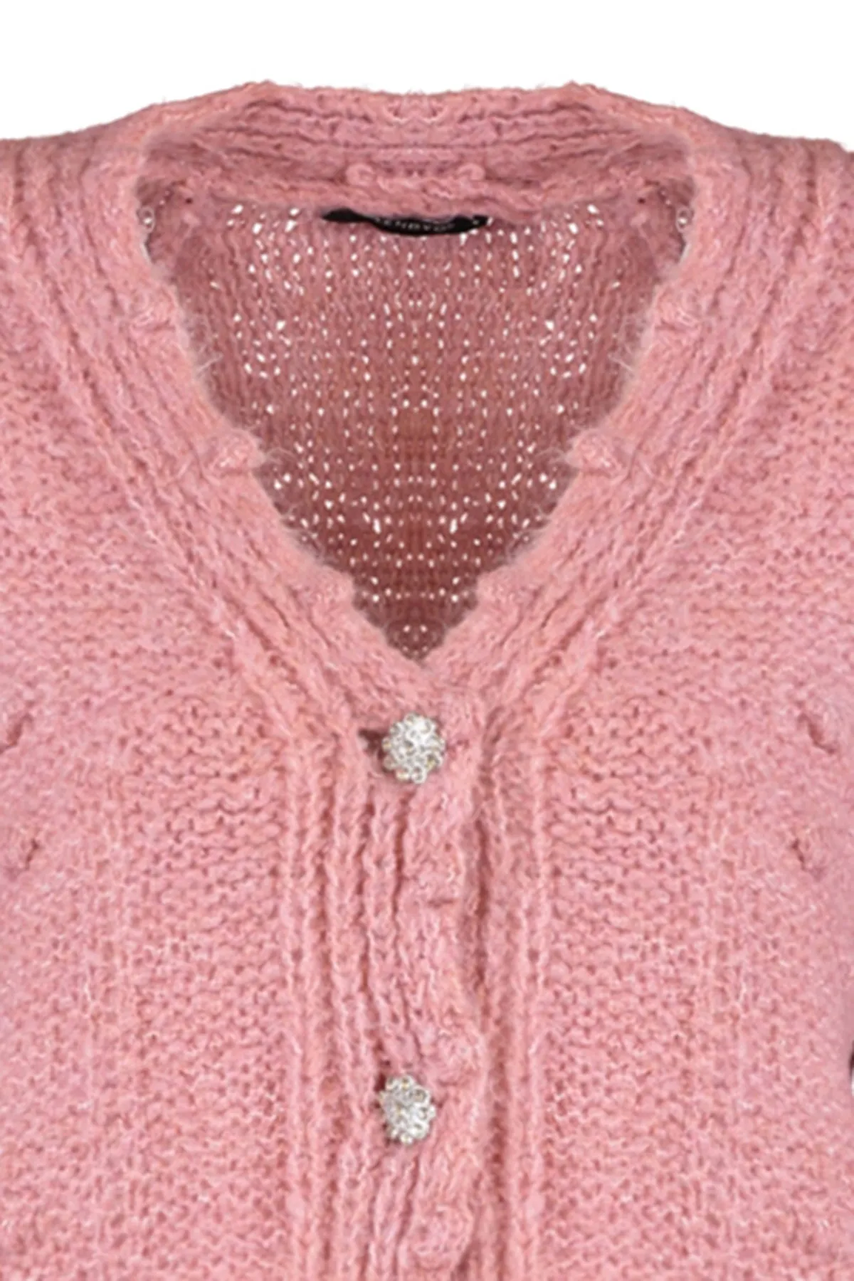 Trendyol Collection  Puderweiche, strukturierte Strickjacke mit Lochmuster TWOAW22HI0040