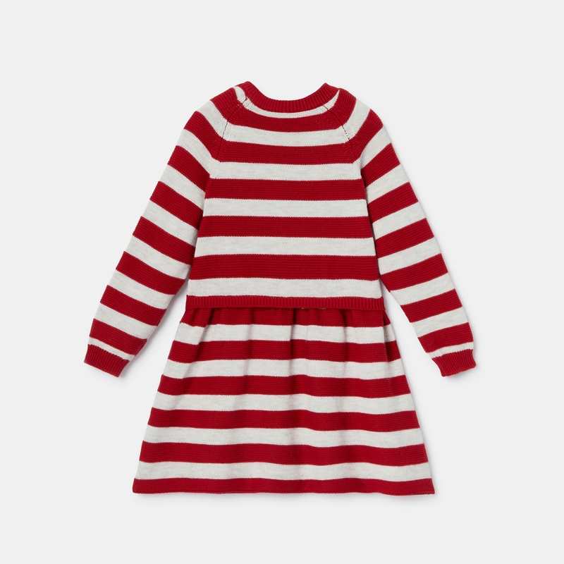 Robe-pull en tricot côtelé rouge bébé fille Absorba