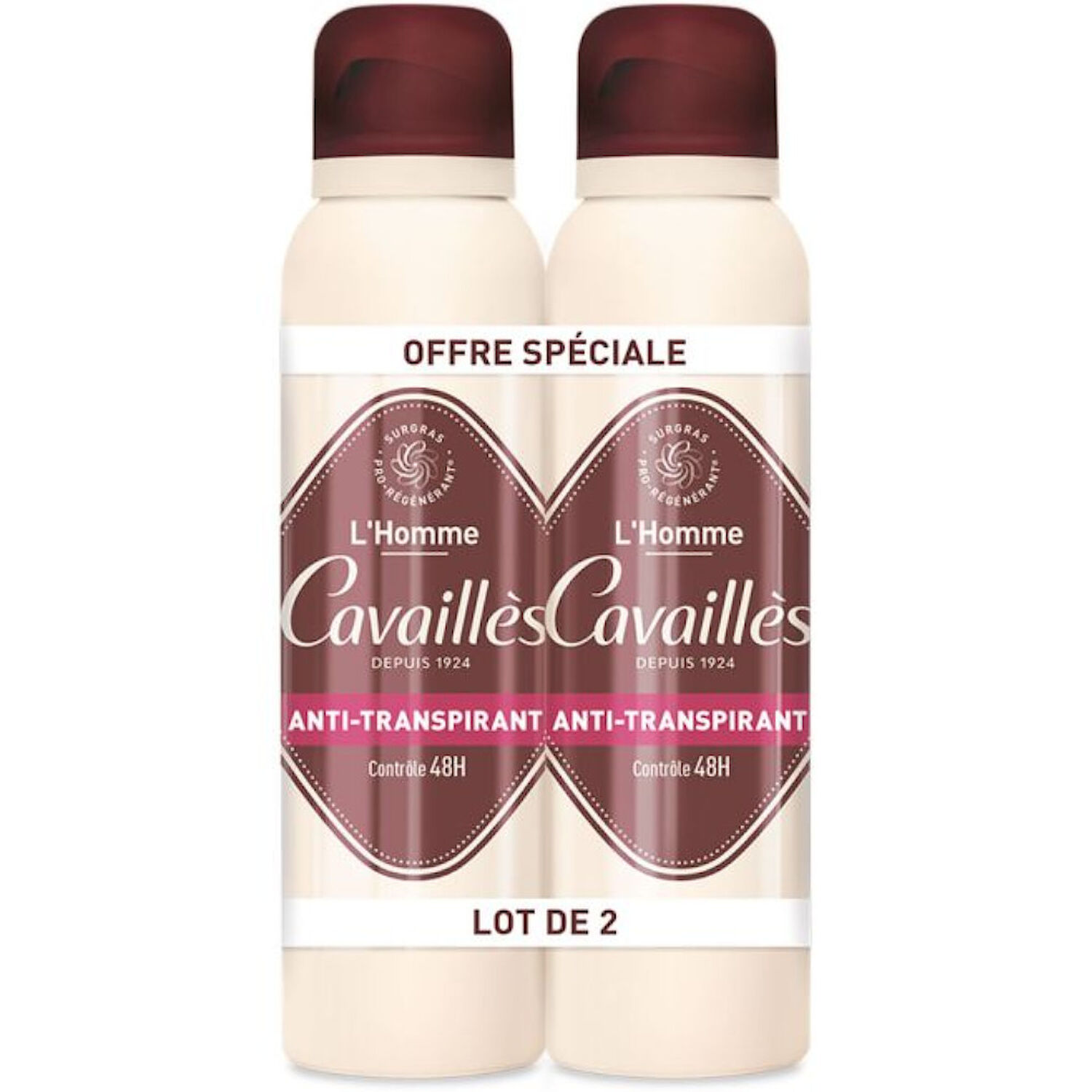 Cavaillès L'Homme Déodorant Spray Anti-Transpirant 48h 2x 150 ml