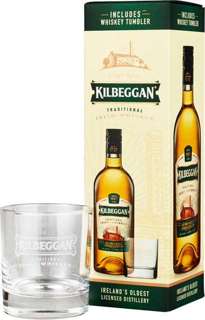 Kilbeggan Standard Irish Whiskey mit Glas