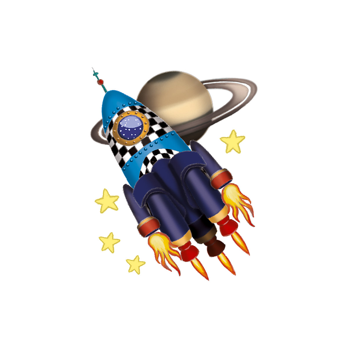 Mini-Tattoos Rakete & Planeten, 24 Stück