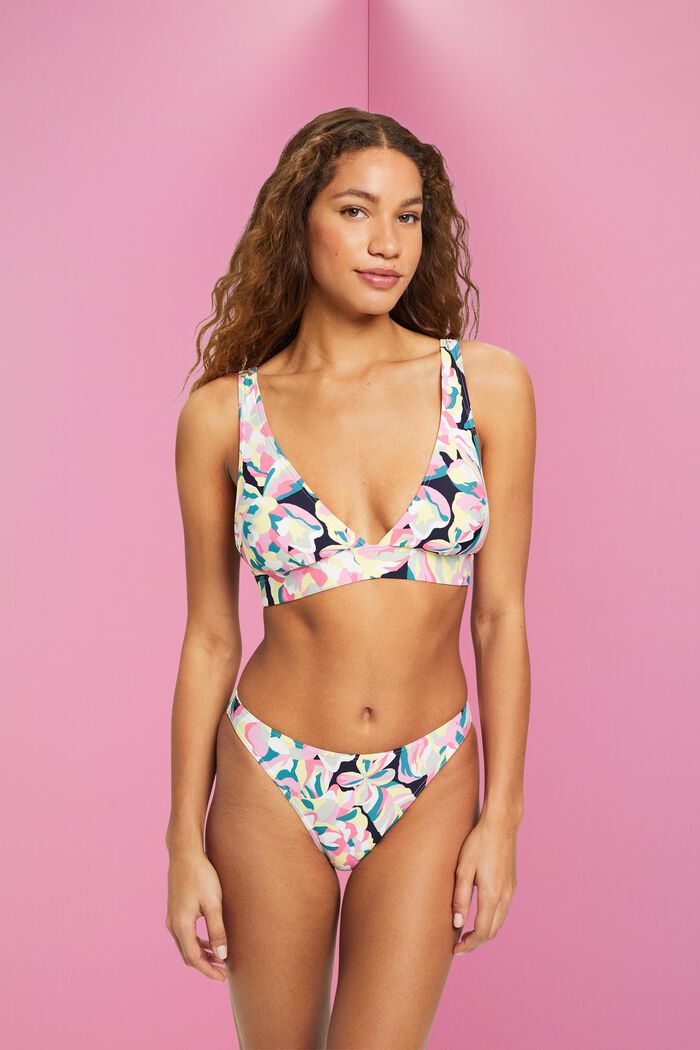 Wattiertes Bikini-Top mit floralem Print