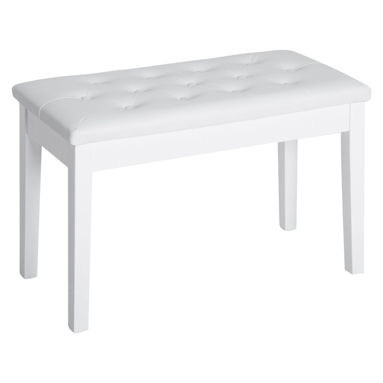 HOMCOM Klavierhocker Klavierbank traditionellen Landhausstil kosmetischer Hocker Stauraum Gummiholz Kunstleder Weiß 76 x 36 x 50 cm
