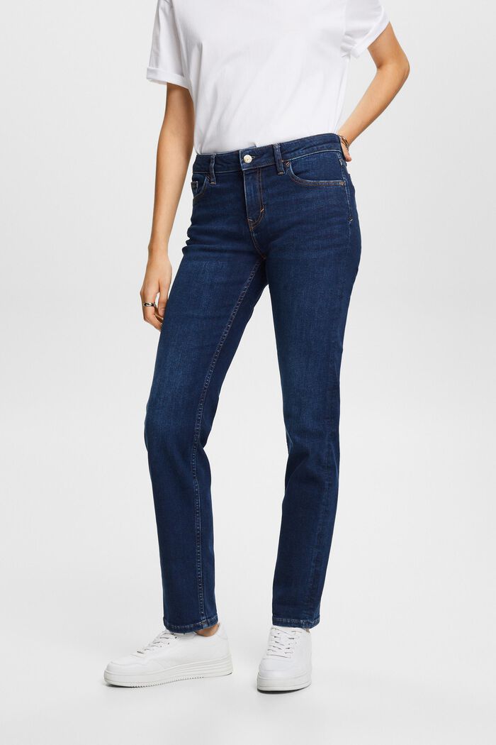 Stretchjeans mit geradem Bein, Baumwollmix