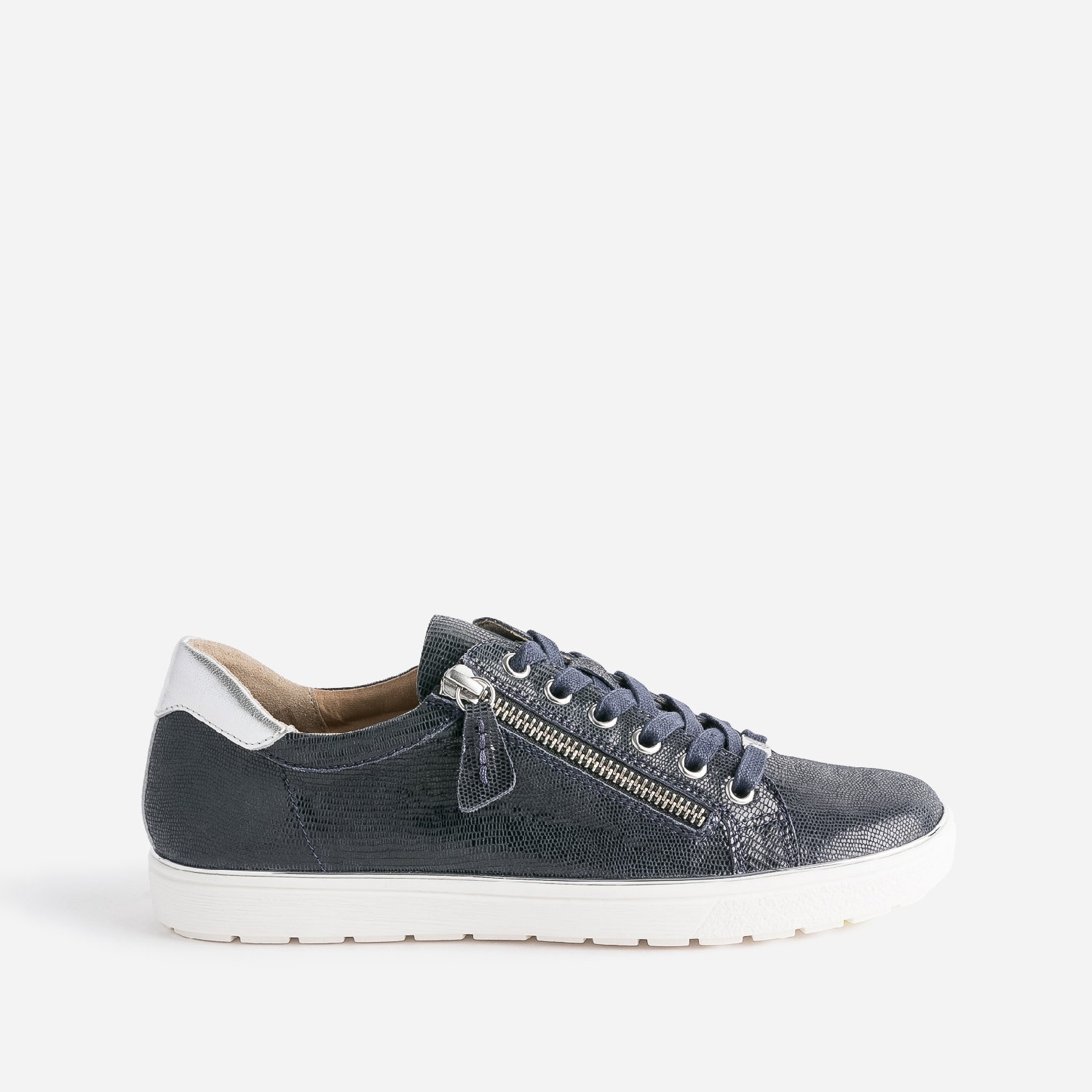 Tennis CAPRICE marine en cuir fantaisie