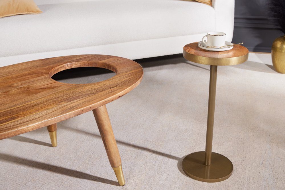 riess-ambiente Couchtisch GATSBY 110cm braun / gold (Set, 2-St), Wohnzimmer · oval · Massivholz · Metall · Beistelltisch · Retro Design