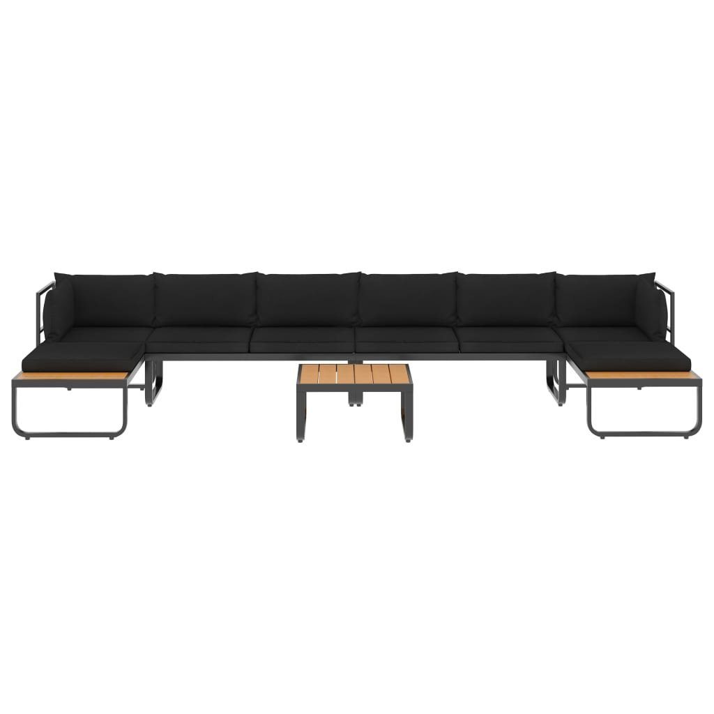 vidaXL Loungesofa 5-tlg. Garten-Ecksofa-Set mit Auflagen Aluminium und WPC, 1 Teile