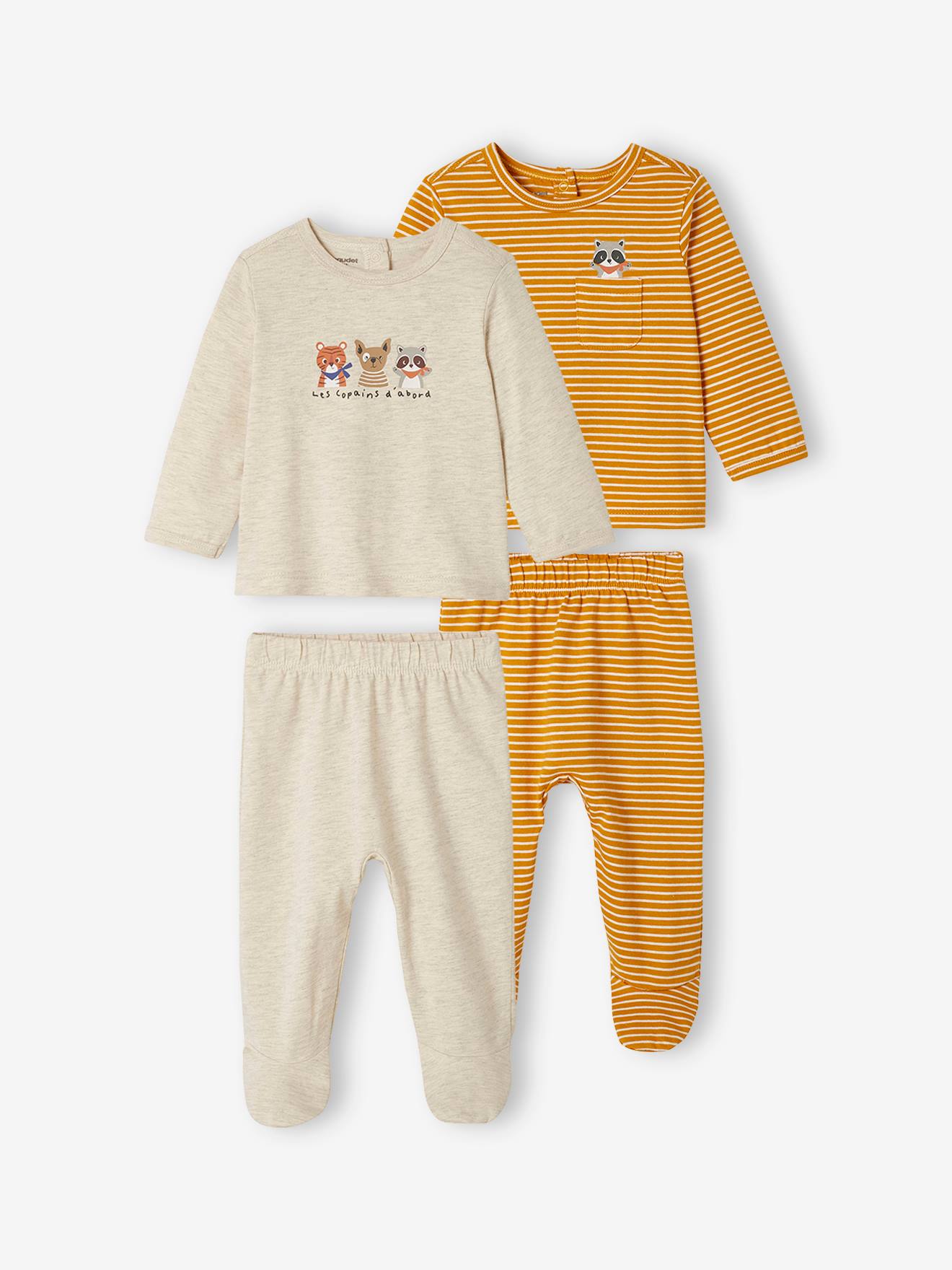 Lot de 2 pyjamas en jersey bébé garçon moutarde
