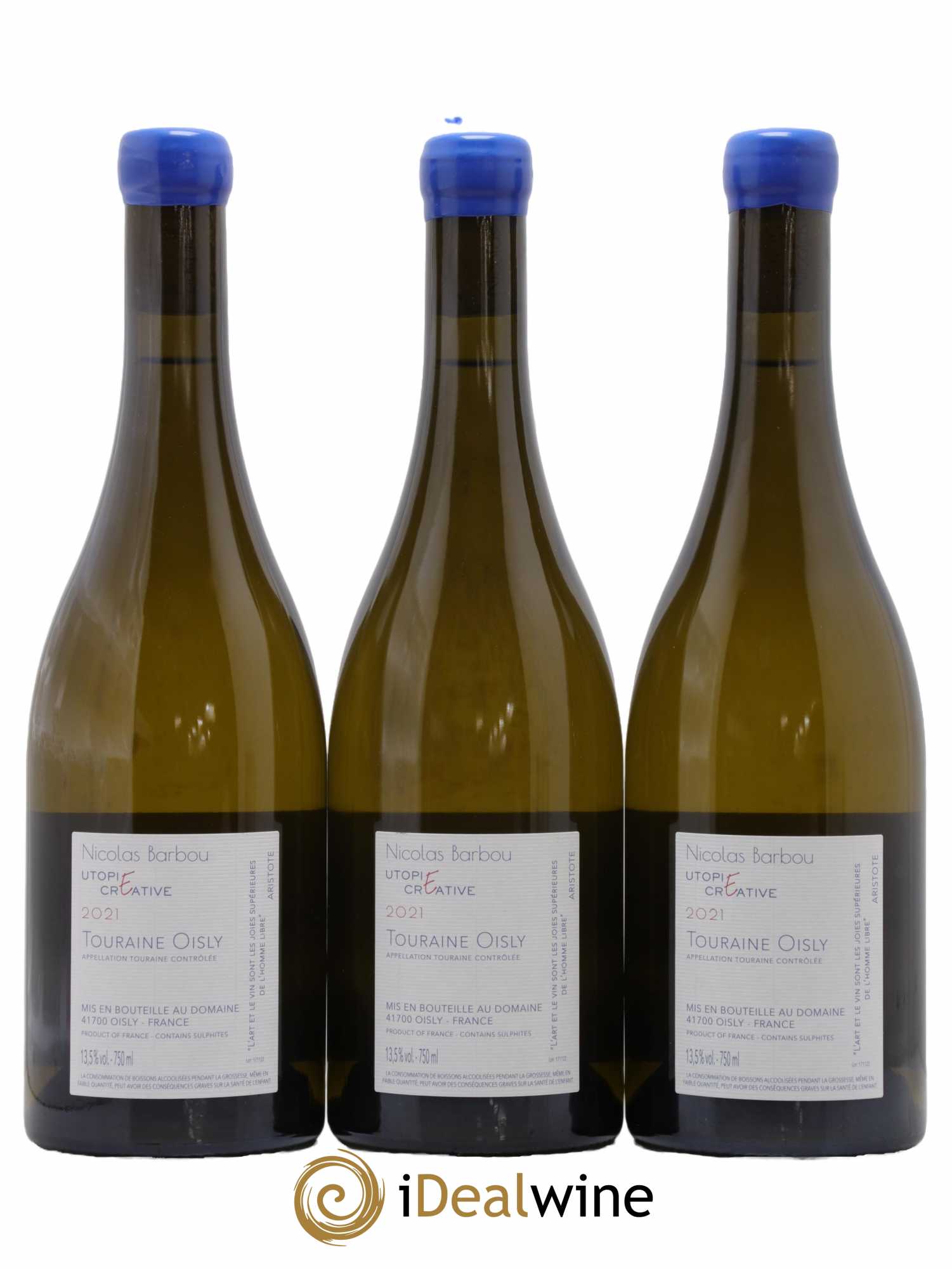 Touraine Oisly Utopie Créative Nicolas Barbou  2021 - Lot de 3 Bouteilles