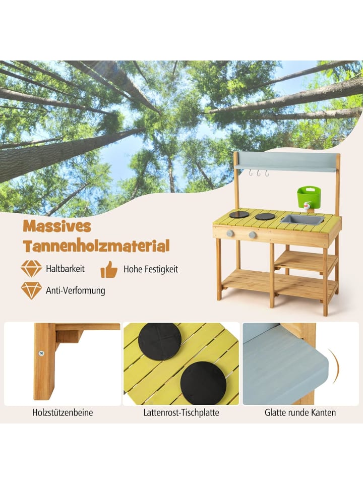 COSTWAY Matschküche Outdoor in Beige günstig kaufen 35 cm