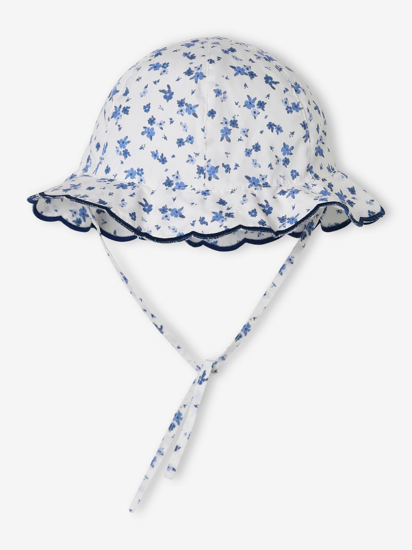 Chapeau imprimé bébé fille blanc imprimé