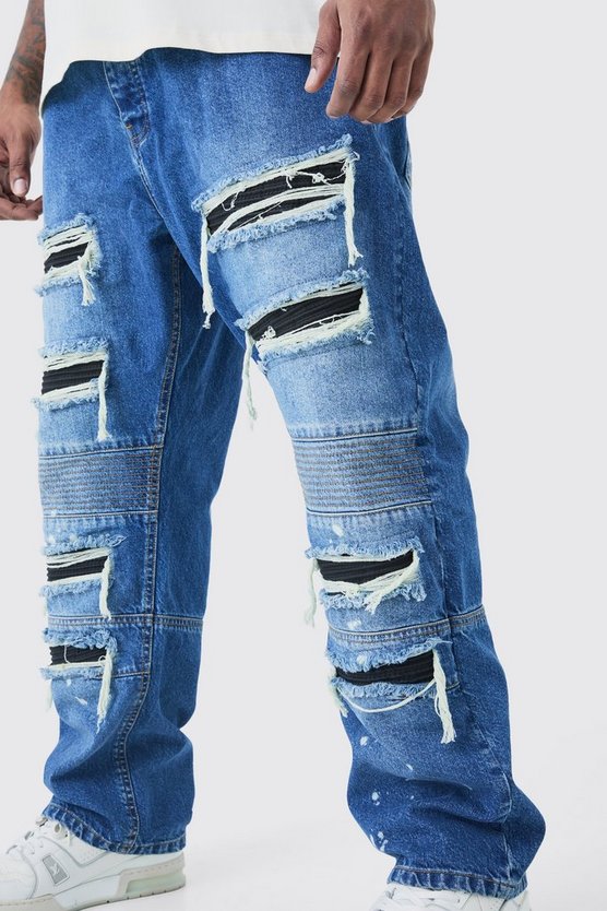Plus gerade Jeans mit Rissen
