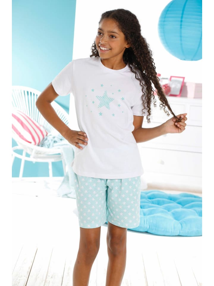 Petite Fleur Kids Pyjama in mint, weiß günstig kaufen