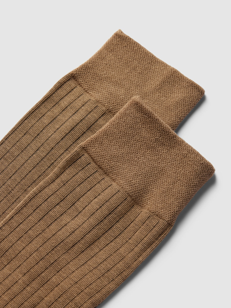Socken in Ripp-Optik im 2er-Pack in camel