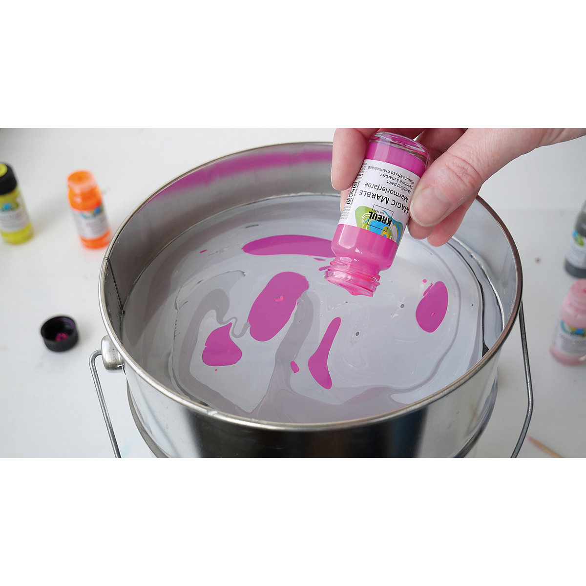 KREUL Magic Marble Marmorierfarben Set Love Neon! 6 x 20 ml
