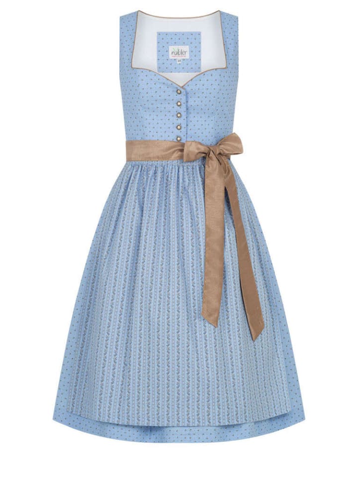Nübler Midi Dirndl Alma in Hellblau günstig kaufen