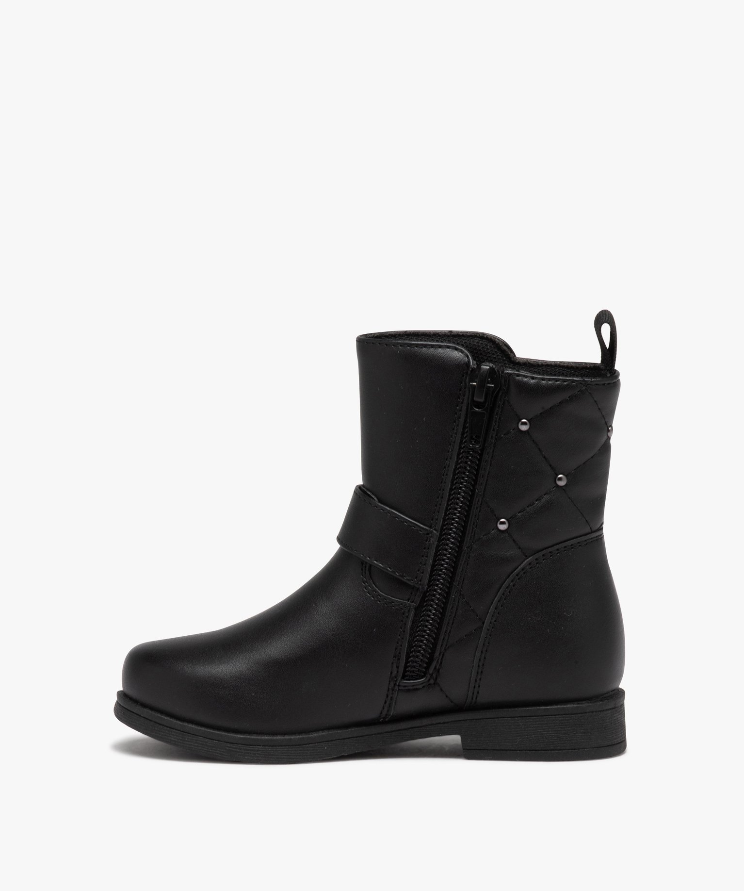 Boots à tige matelassée et rivetée fille noir | GEMO