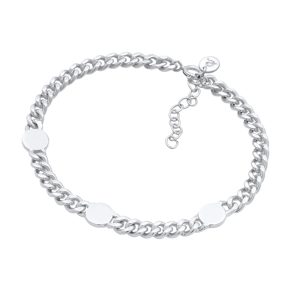 Elli PREMIUM Elli PREMIUM Bracelet Chaîne pour dames en forme de disque à plaque pleine réglab Bracelet