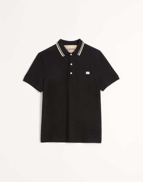 Polo shirt van katoenen piqué met V-logo patch