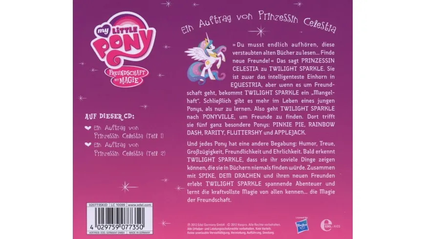(1)Orig.Hörspiel z.TV-Serie-Prinzessin Celestia Auftrag V.Prinzessin Celestia