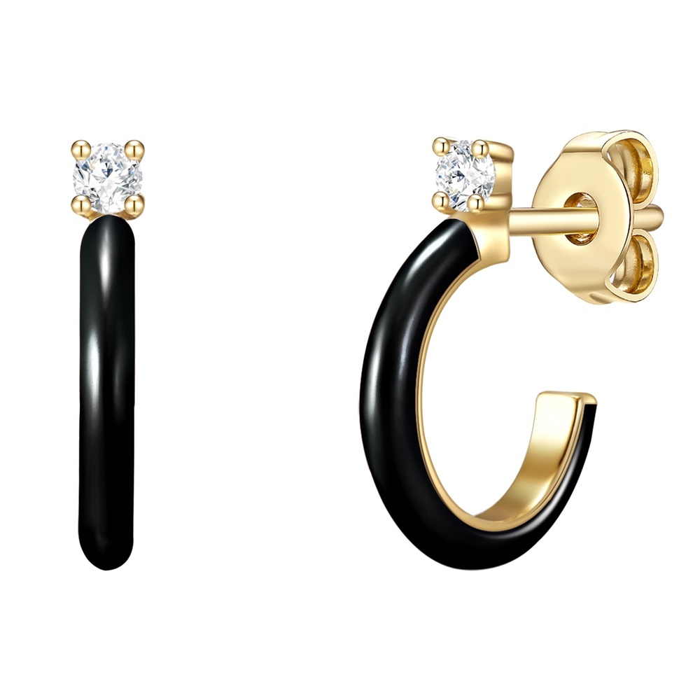 Glanzstücke München Créoles en argent Argent sterling Oxyde de zirconium (CZ) en Or jaune Boucles d'oreilles