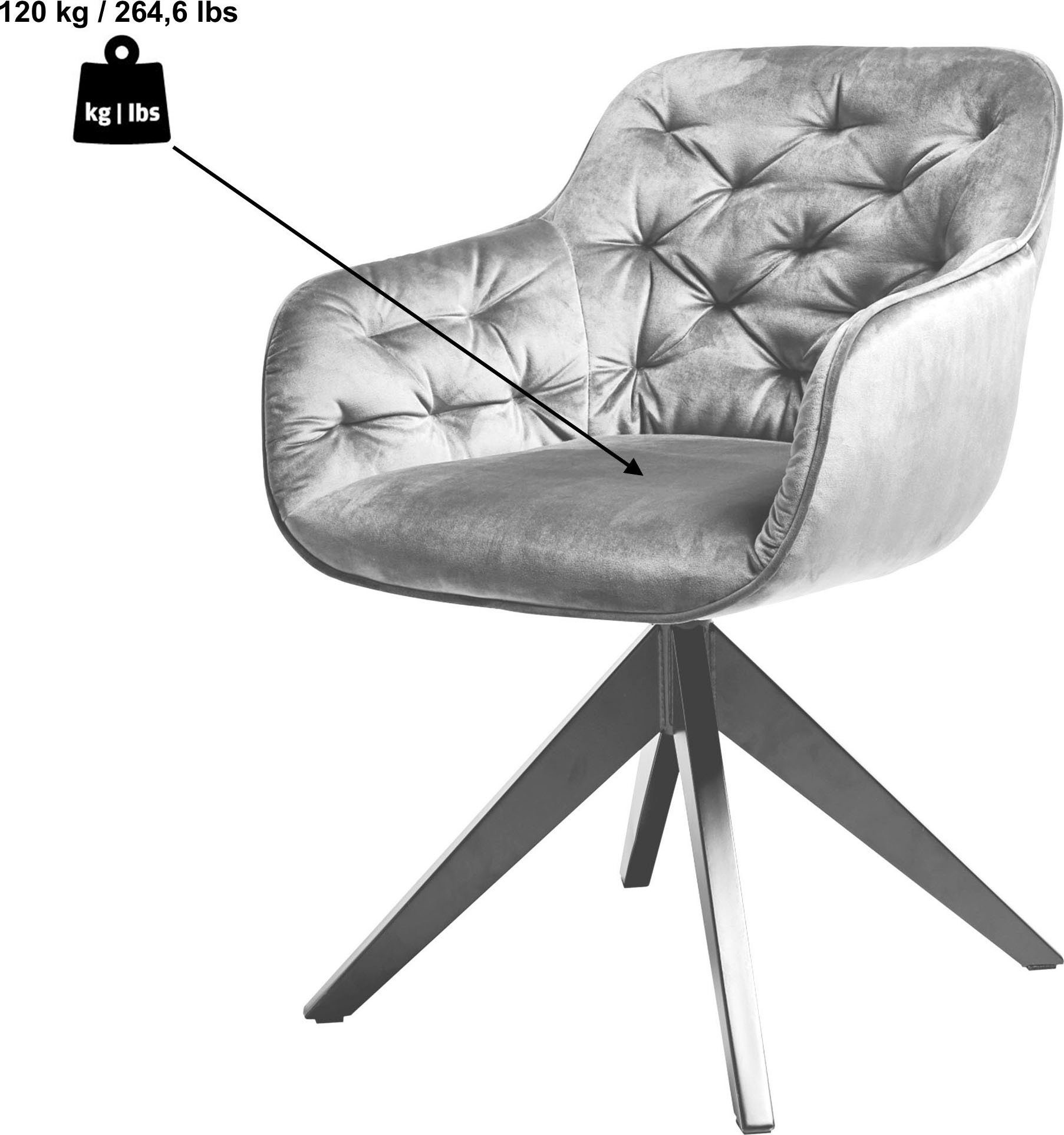 Jahnke Schalenstuhl KENSINGTON TWIST LOCK (Set, 1 St), Twistlock - dreht sich in Ausgangsposition zurück