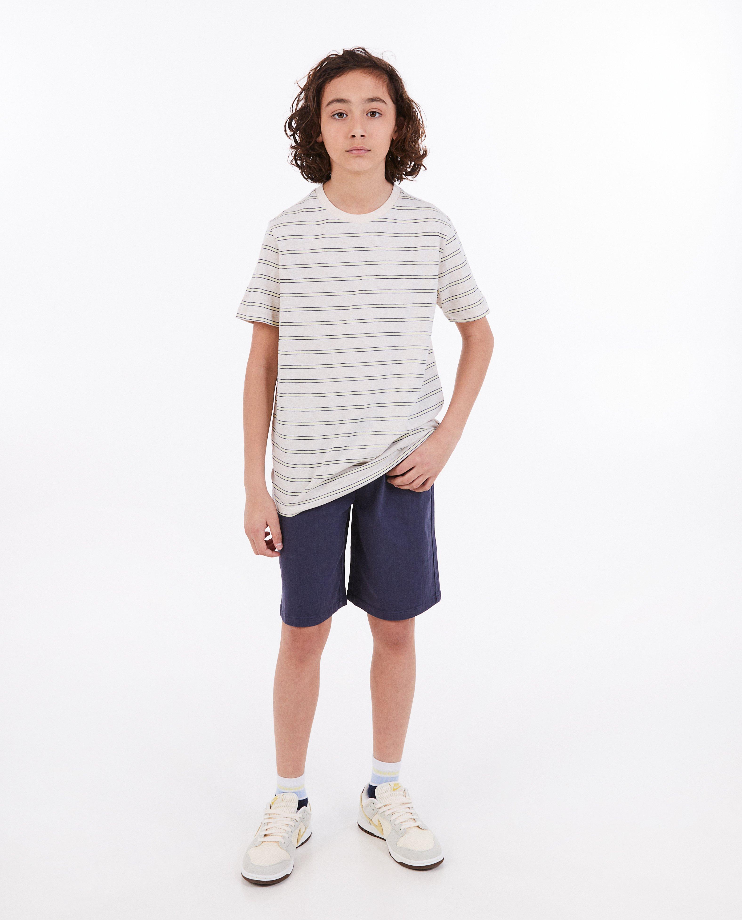 Tricou Fish & Chips cu dungi, 7-14 ani bej