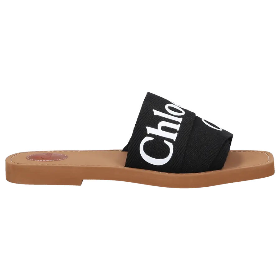 Chloé - Pantoletten WOODY Baumwolle - schwarz
