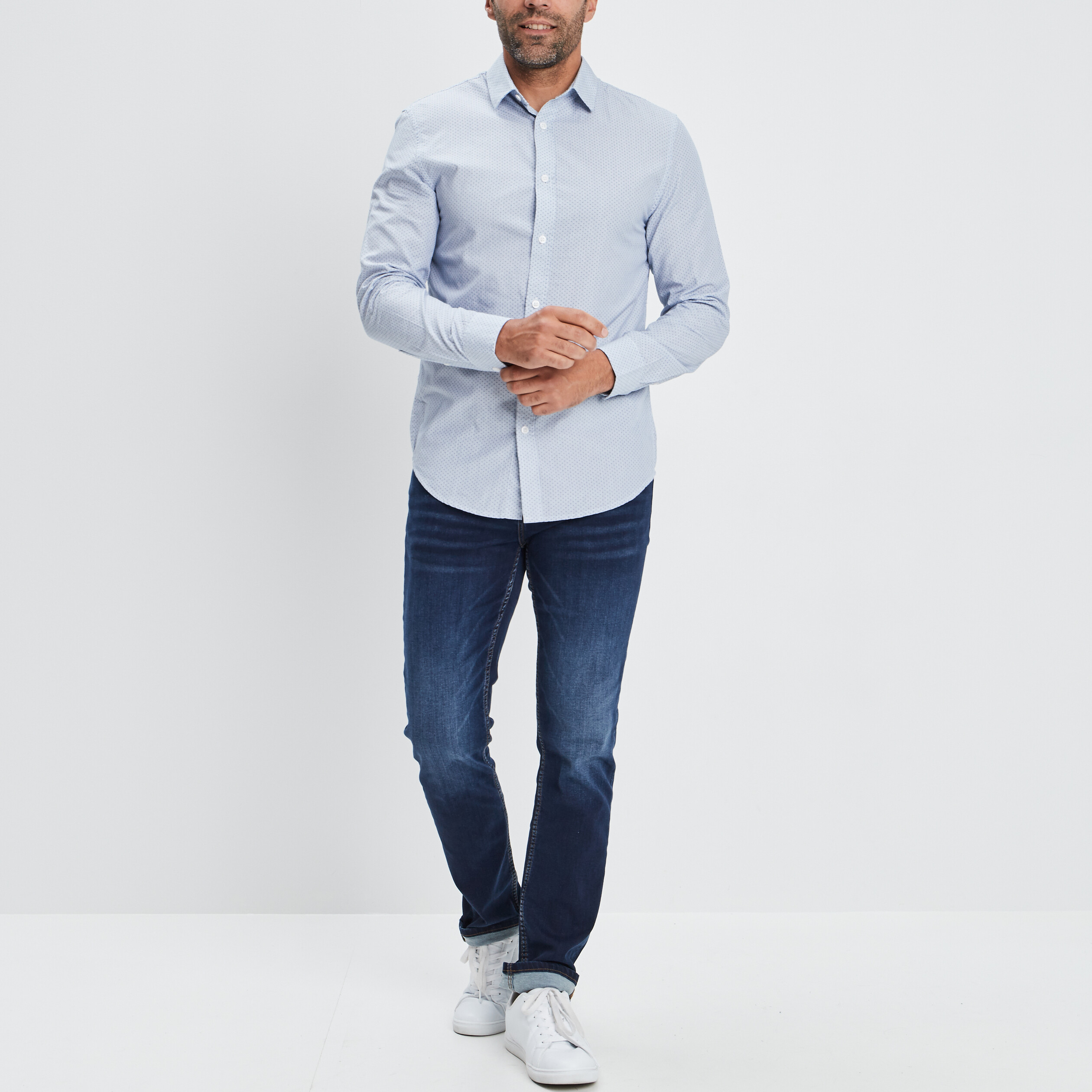 Chemise droite manches longues blanc homme | La Halle