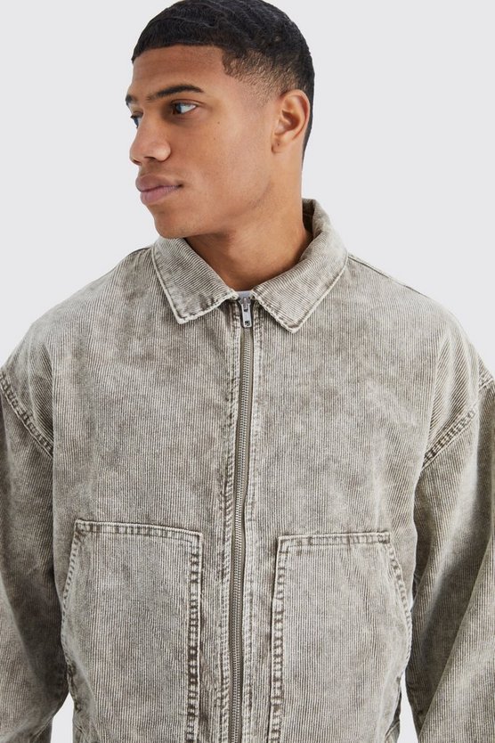Slim-Fit Cord-Schlaghose mit Acid-Waschung