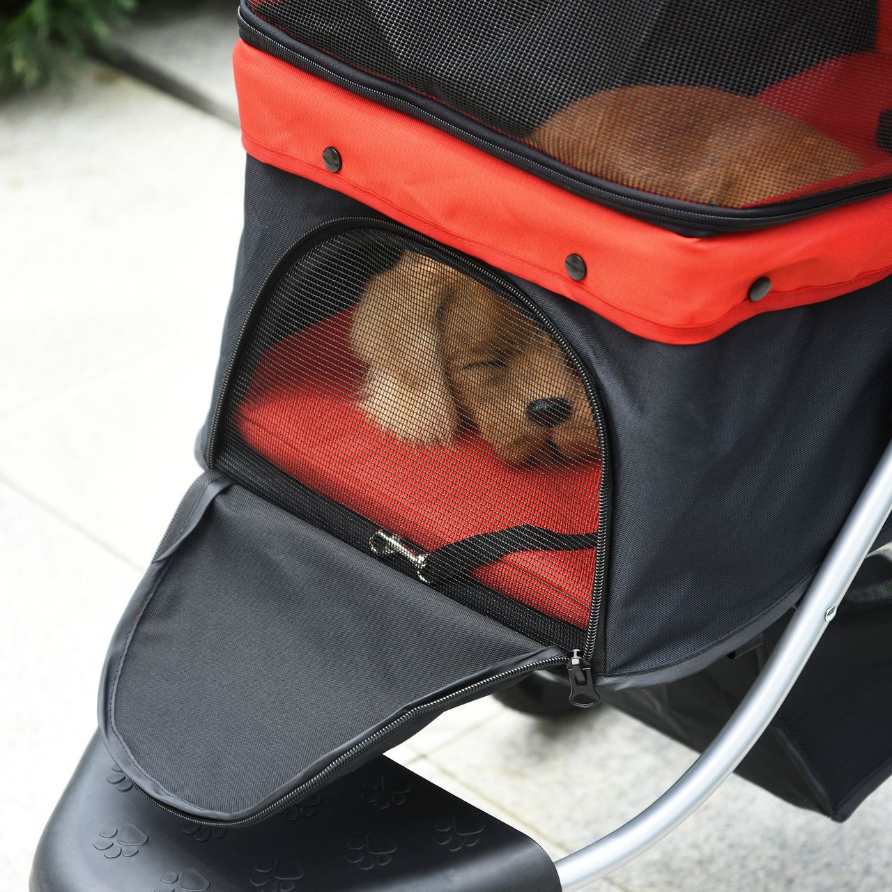 PawHut Hundewagen Hundebuggy Katzen Pet Stroller mit 3 Rädern klappbar Rot