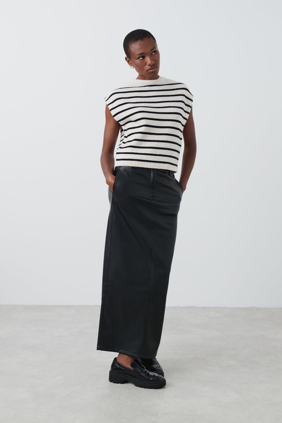 Funnel neck knit top