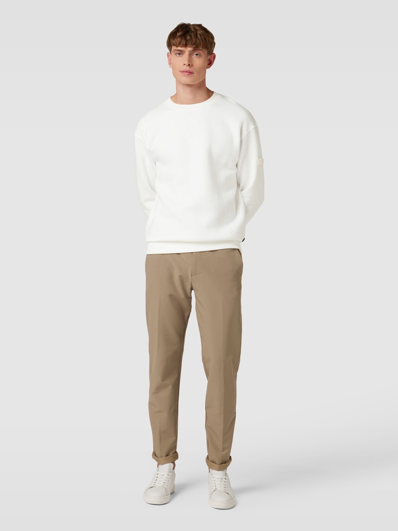 Sweatshirt mit Strukturmuster Modell 'Taras' in weiß