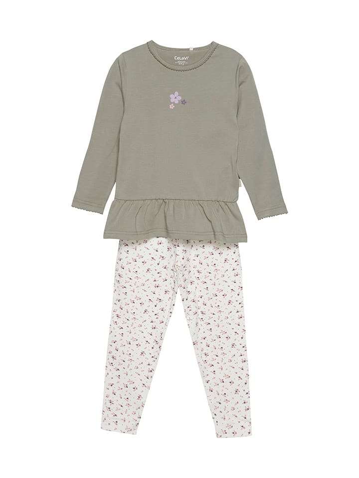 CeLaVi Pyjama in Khaki/ Weiß günstig kaufen