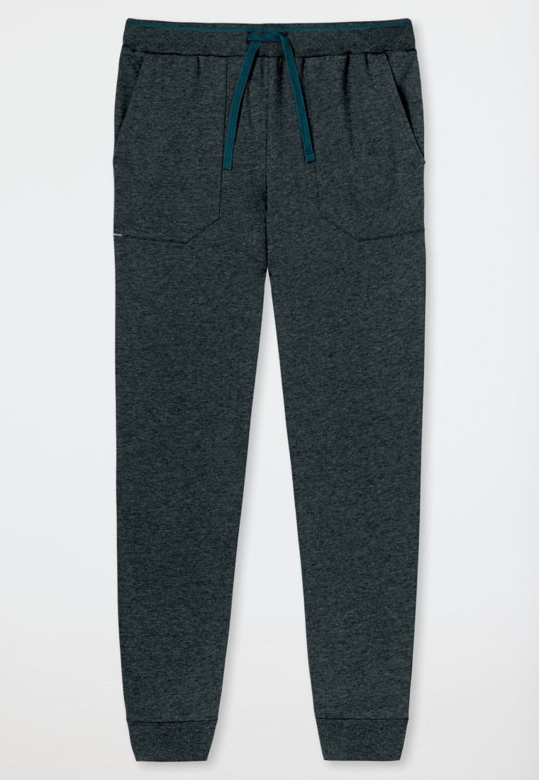 Loungehose lang Organic Cotton Bündchen dunkelgrau meliert - Mix+Relax