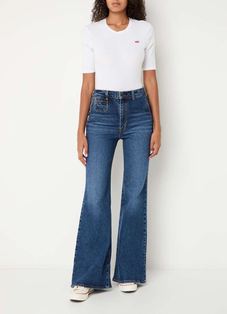 Jean Levi's Ribcage taille haute évasé, délavage moyen