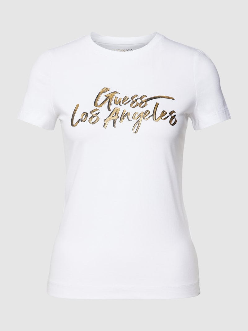 T-Shirt mit Label-Print Modell 'GOLD' in weiß