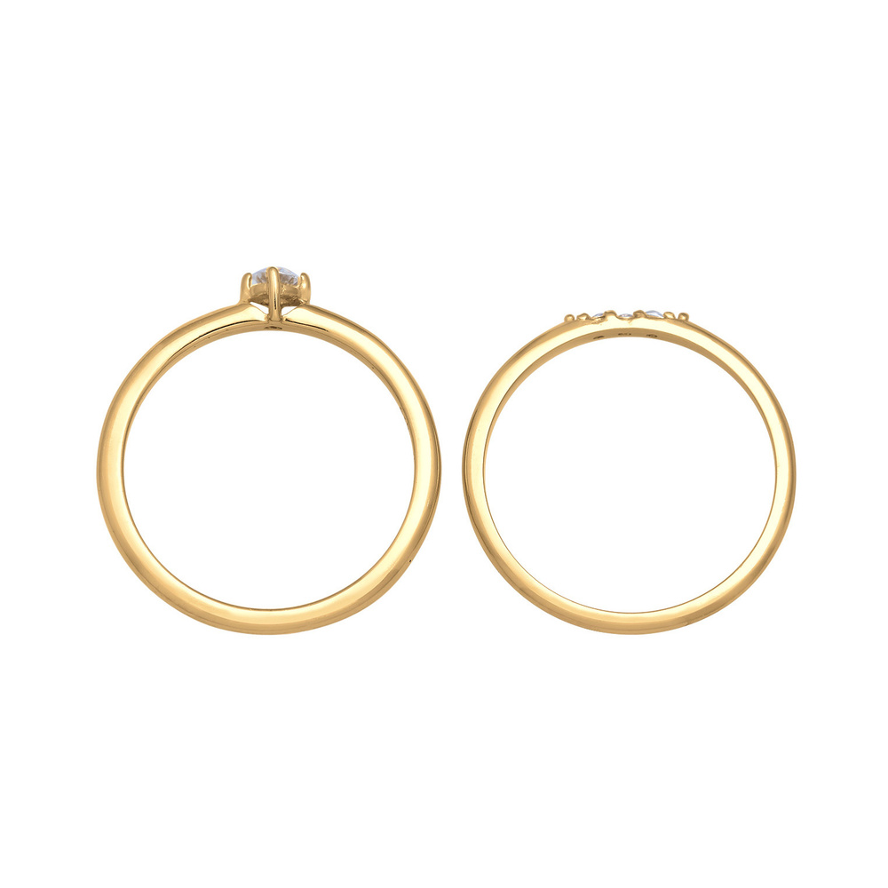 Elli Elli Bague Femmes Set de bagues empilées Solitaire avec des cristaux de zirconium Bague