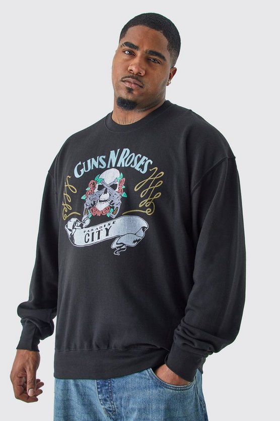 Plus Sweatshirt mit lizenziertem Guns N Roses Print