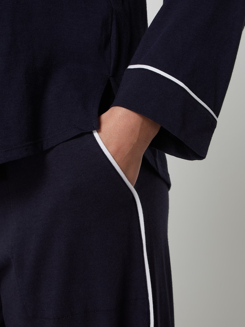 Pyjama aus Baumwoll-Viskose-Mix in marineblau