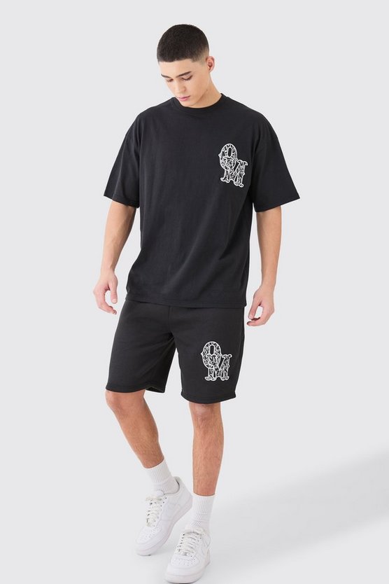 Oversize T-Shirt mit Applikation & Shorts