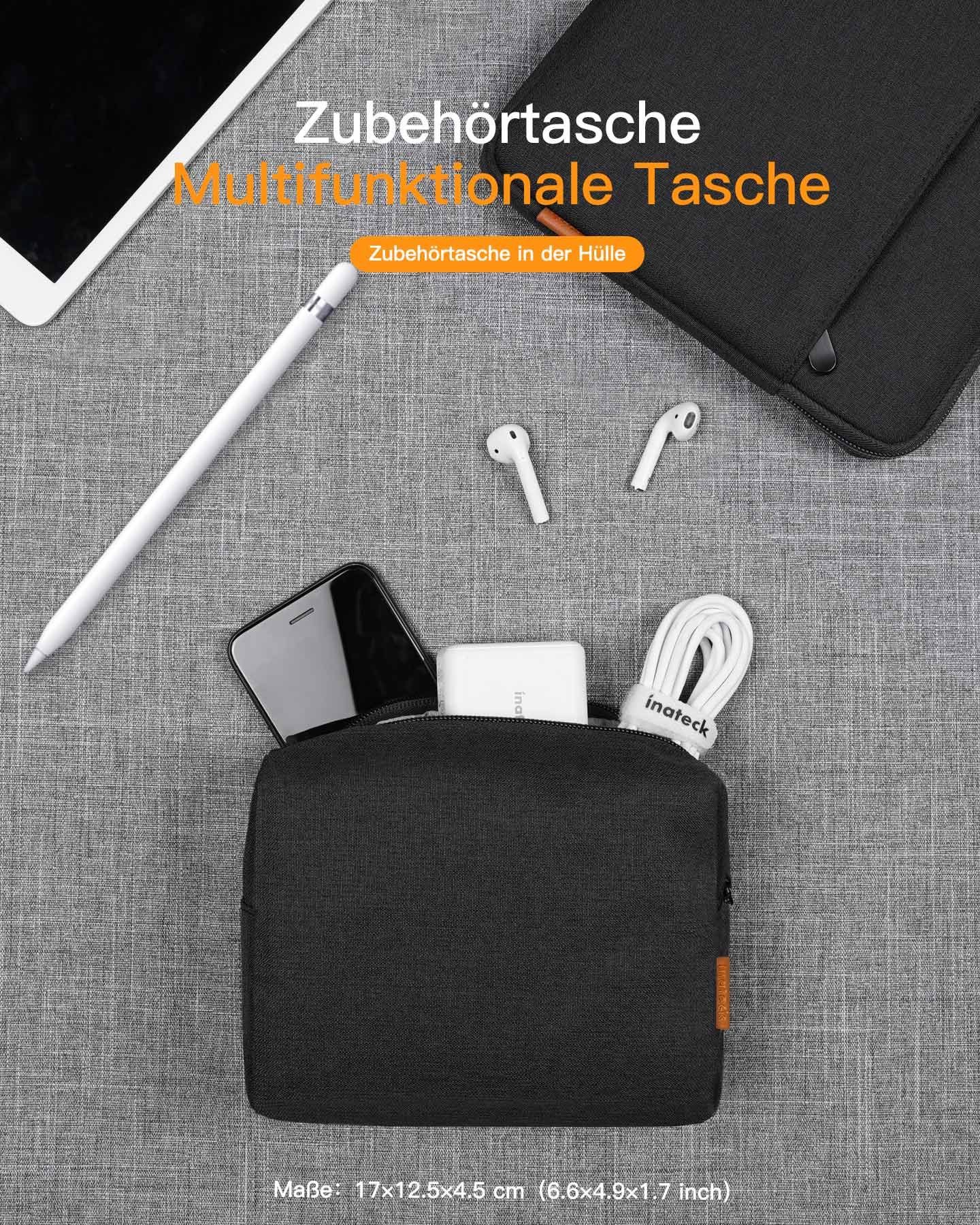 Inateck Tablet-Hülle für Tablets 10.2-11 Zoll, für iPads, Surface Go, mit Zubehörtasche