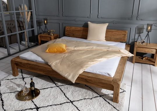 Massivmoebel24 Massivholzbett Bett Sheesham 180x200x80 braun geölt BUENO #001