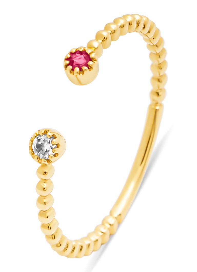 Diamond Point Yellow gold ring, 0.05 ct ruby (treated), Joy